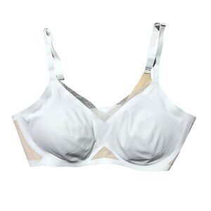 Honeylove Women's Sz L Seamless Adjustable Straps Beige & White Crossover Bra